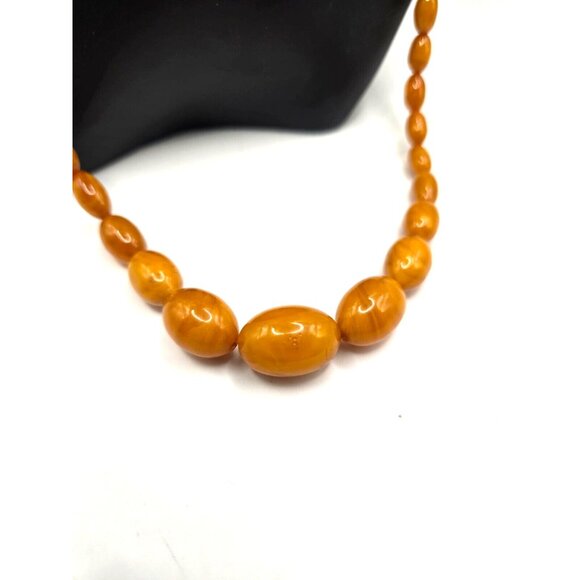 Butterscotch Baltic AMBER beaded Egg York GRADUATED necklace barrel clasp - Picture 2 of 9